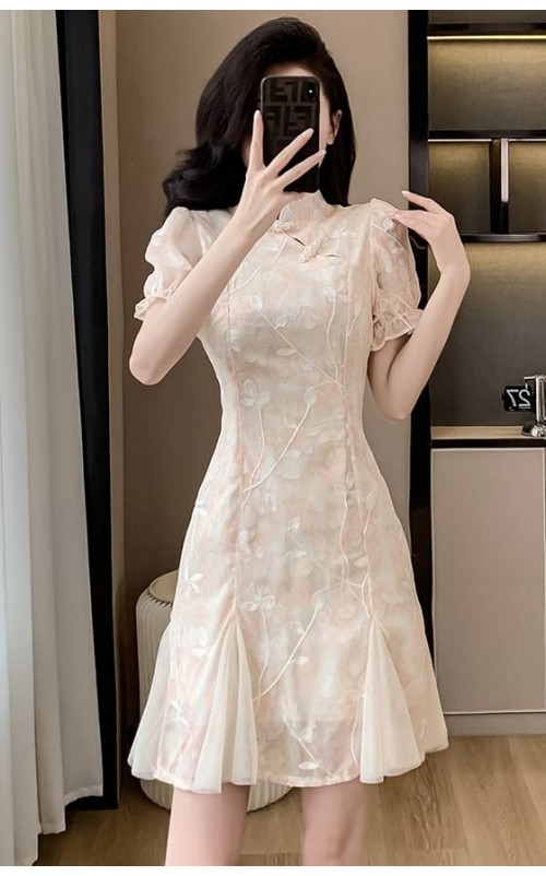 4✮- NOFPF1376 - Knee Dress (Cheongsam)